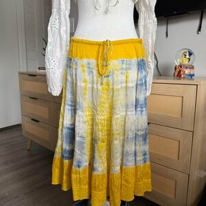 indian tropical fashion tie-dye midi skirt